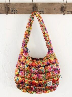 Natural Life Large Quilted Floral Hobo Bag in Multicolor